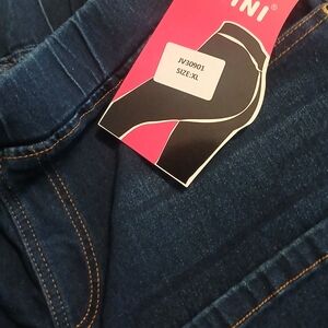 Dark Blue Denim Jeggings with Contrast Stitching